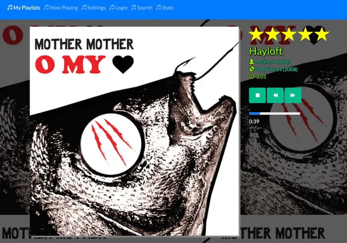 Screenshot of Playlist Manager showing music interface